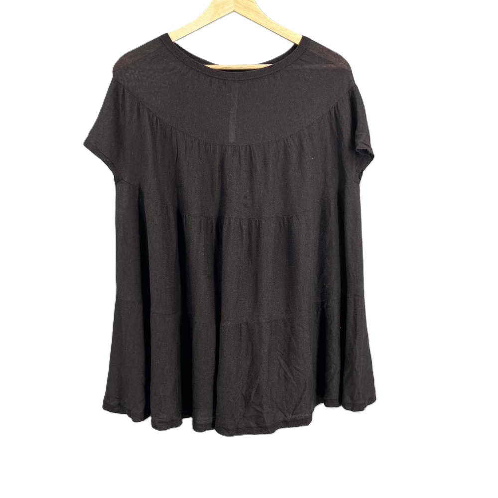Yaya Aflalo Black Short Sleeve Loose Fit Tunic Sweater Size Small Silk‎ Cashmere